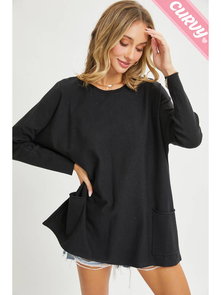 Sweet Lovely by Jen - Wholesale Tunic Sweater - Women's - FRONT POCKET OVERSIZE SWEATER PLUS SIZE19