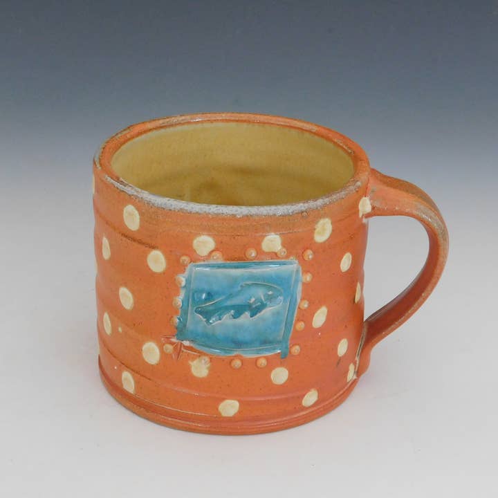 Fine Mess Pottery - Wholesale Coffee Mug - Leaping Salmon Mug2