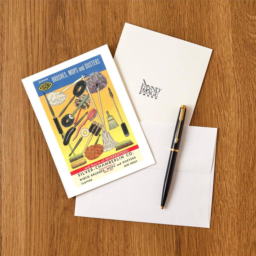 Found Image Press - Wholesale Stationery/Notecard Set - Greeting Card AC-289 Brushes, Mops and Dusters1