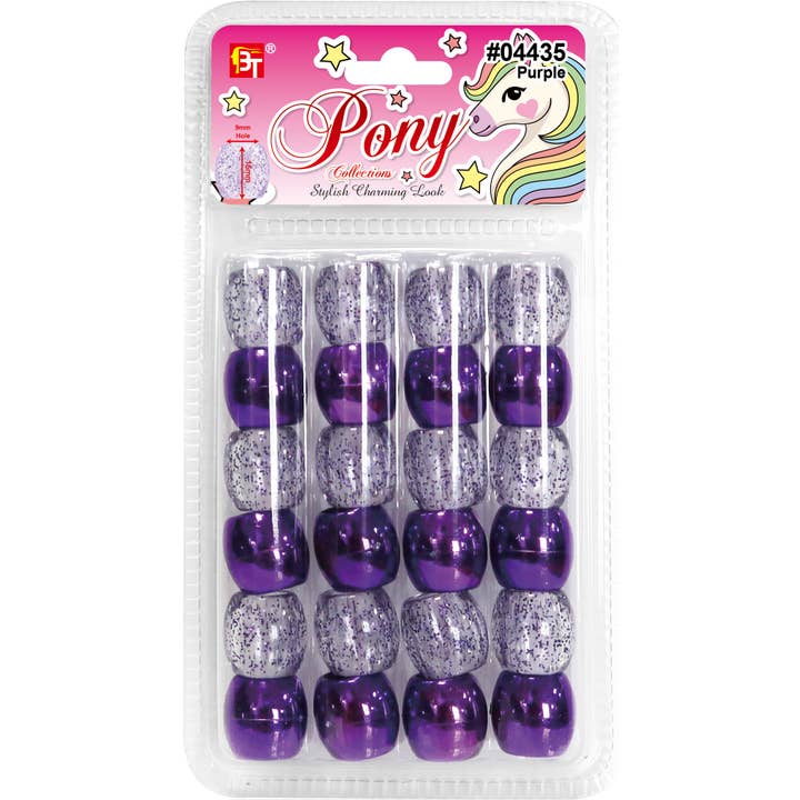 MI Hair Distribution - Wholesale Hair Accessories Set - Women's - METALIC AND GALACTIC JUMBO ROUND BEADS (PURPLE)