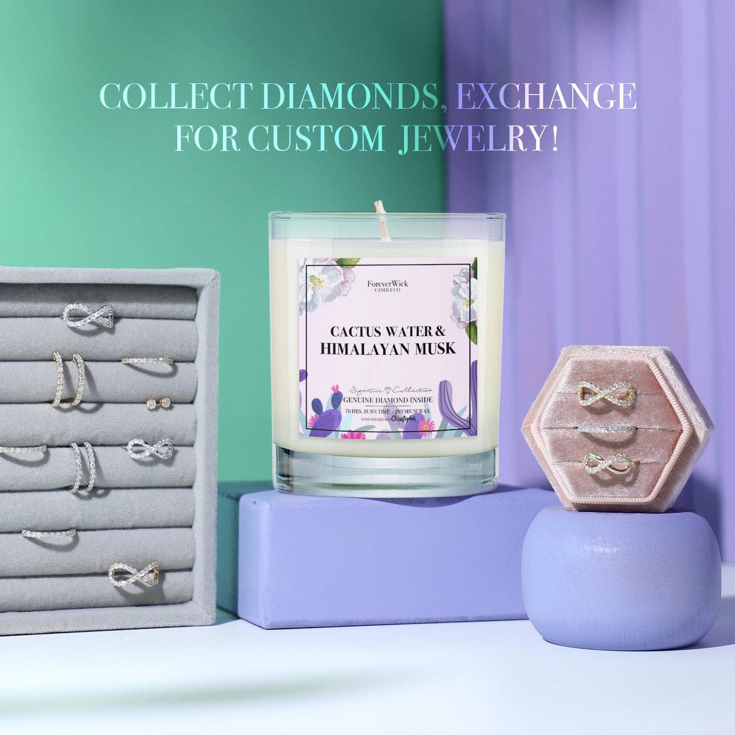 ForeverWick Candle Co - Wholesale Jar/Filled Candle - Cactus Water + Himalayan Musk Diamond Candle5