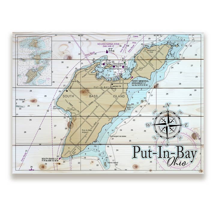 Put-In-Bay, OH 18x24 Wood Pallet Map for wholesale by Map Mom