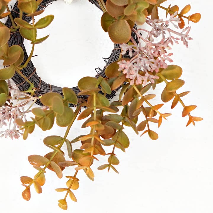 Holiday Depot Inc. - Wholesale Wreath - 530103- 10" (3.5) twig wreath- Fall mix seeded eucalyptus1