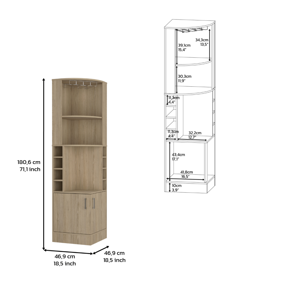 Depot E-Shop - Wholesale Cabinet - Egina Corner Bar Cabinet, 2 Shelves15