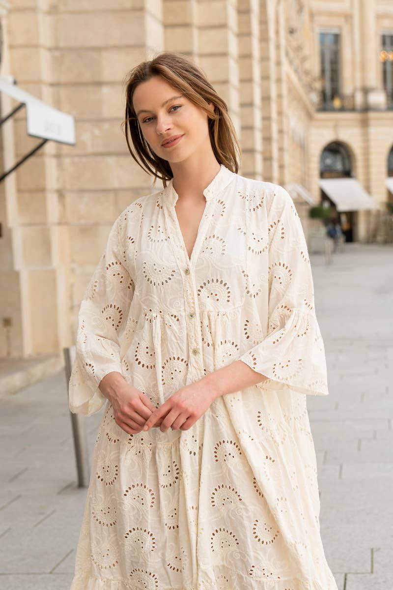 Happy look - Vente Robe – femme - Longue robe en broderie anglaise 1