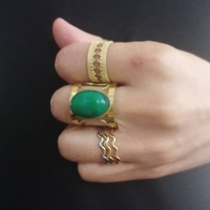 MUST HAVE 3 Row Zigzag Steel Ring for wholesale by Bijoux 7bis