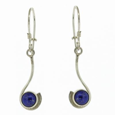 Lapis Lazuli Curve Single Stone Drop Earrings and Box for wholesale by Nova Silver