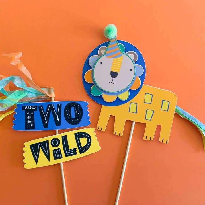 Two Wild Safari 2nd Birthday Jungle Cake Topper for wholesale by Uncouth Coco