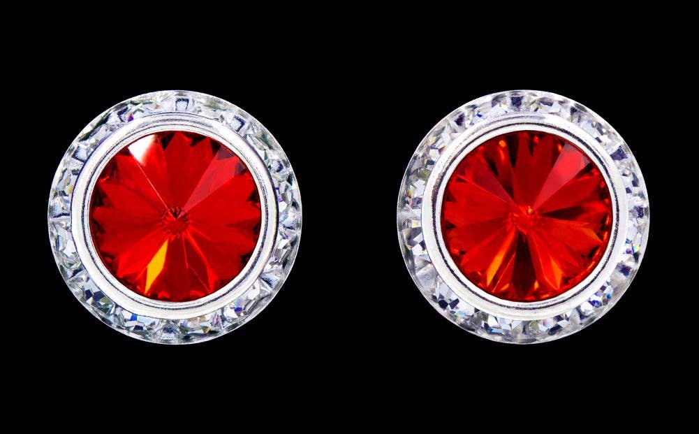 Bridal Store Jewelry - Wholesale Stud/Post Earrings - #12537 Light Siam 16mm Rondel with Rivoli Button Earrings