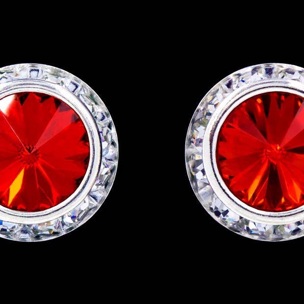 Bridal Store Jewelry - Wholesale Stud/Post Earrings - #12537 Light Siam 16mm Rondel with Rivoli Button Earrings0