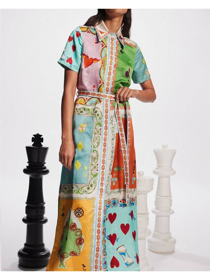 Come da immagine Abito camicia stampato con revers alla moda in vendita all'ingrosso su Faire2