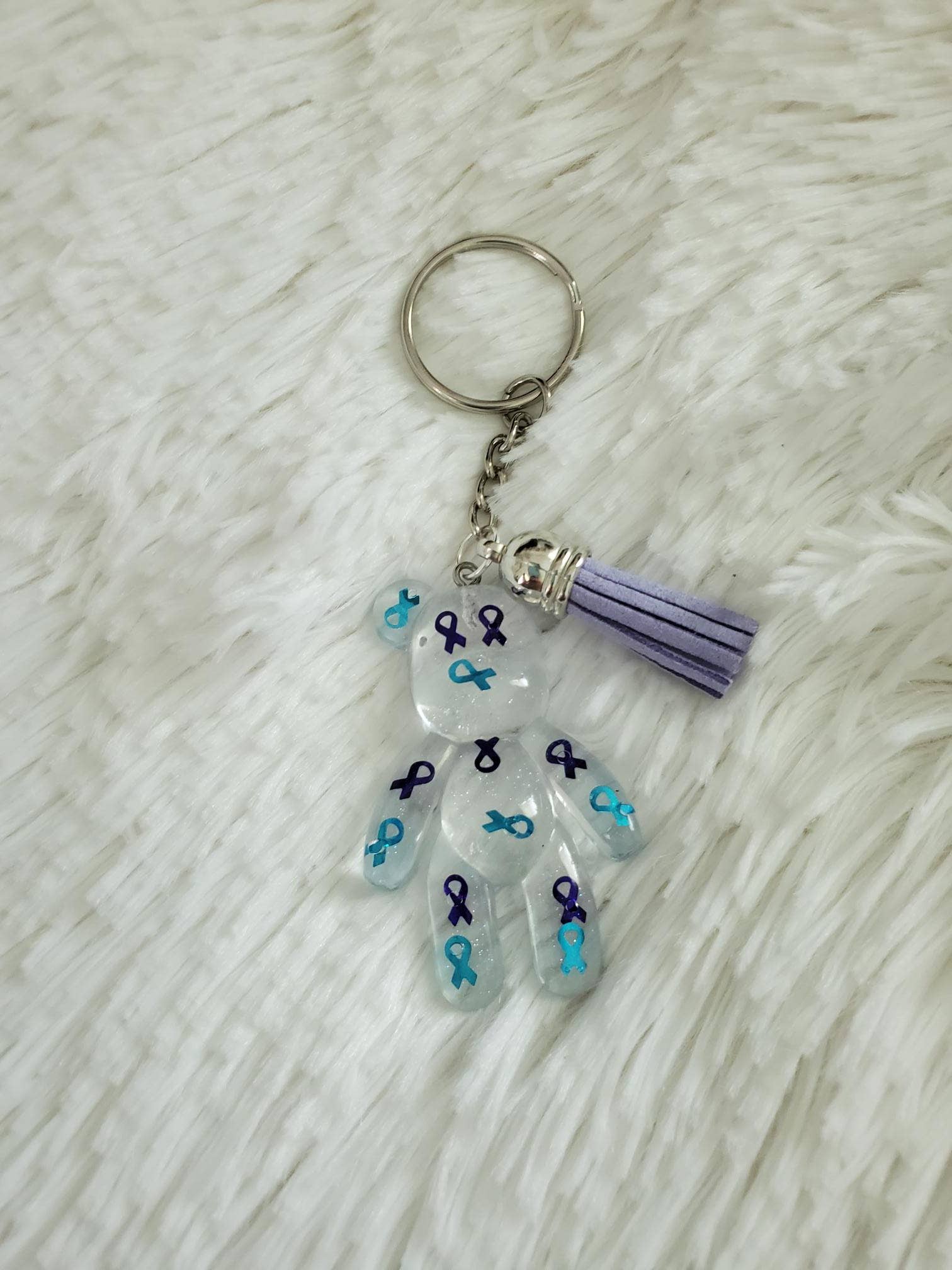 Tots And Tumblers Art - Wholesale Keychain - Women's - Suicide Awareness Ribbon Bear Keychain2
