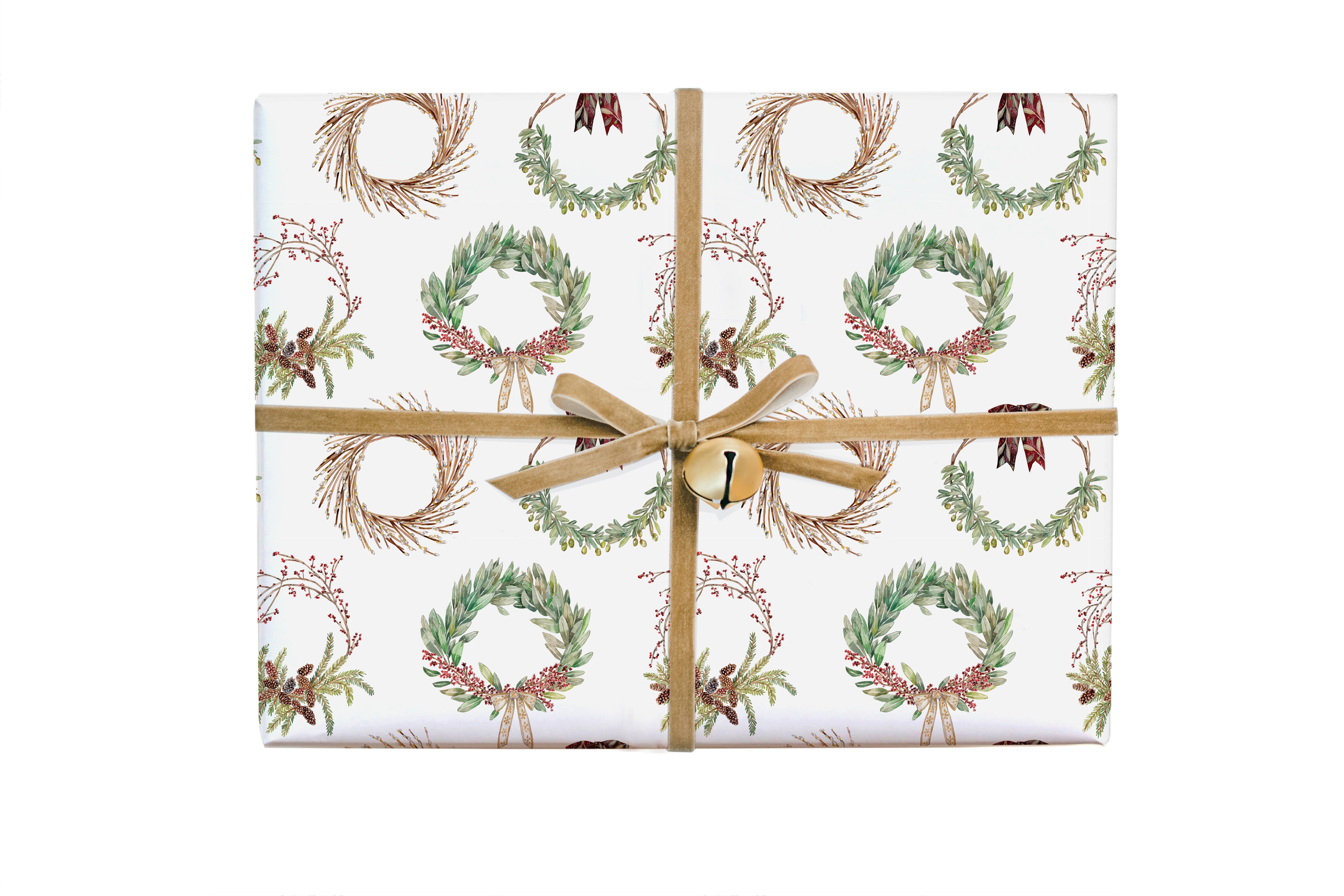 Lana's Shop - Wholesale Wrapping Paper Roll - Holiday Wreath Gift Wrap Roll