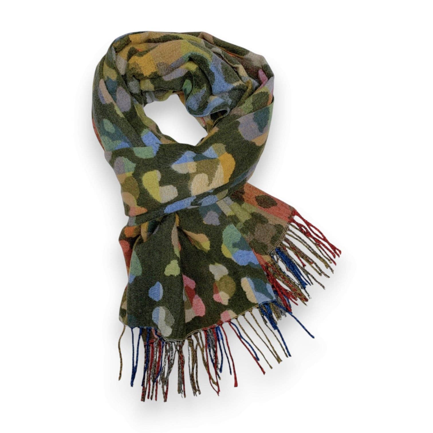 Lili Scarves (US Duty Free) - Wholesale Sjaal - Dames - Regenboog Luipaardprint Kasjmiermix Wintersjaal3