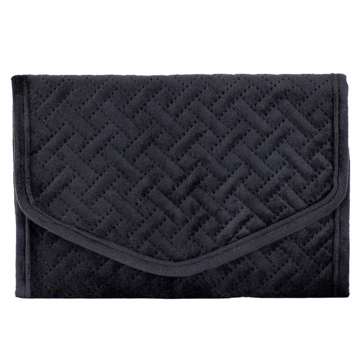 Pochette per gioielli trapuntata nera 9,25x6,5 per la vendita all'ingrosso da parte di The Royal Standard
