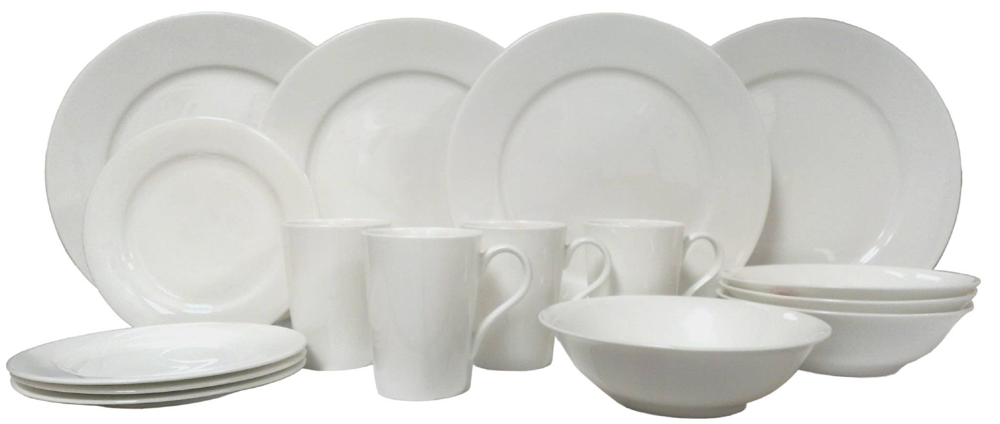 HomeRoots - Wholesale Serviesset - Witte 16-delige ronde set servies van bone china voor 4 personen1