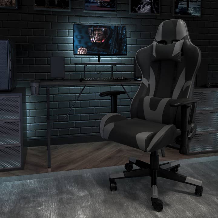 Gray Reclining Gaming Chair with Footrest for wholesale by Flash Furniture