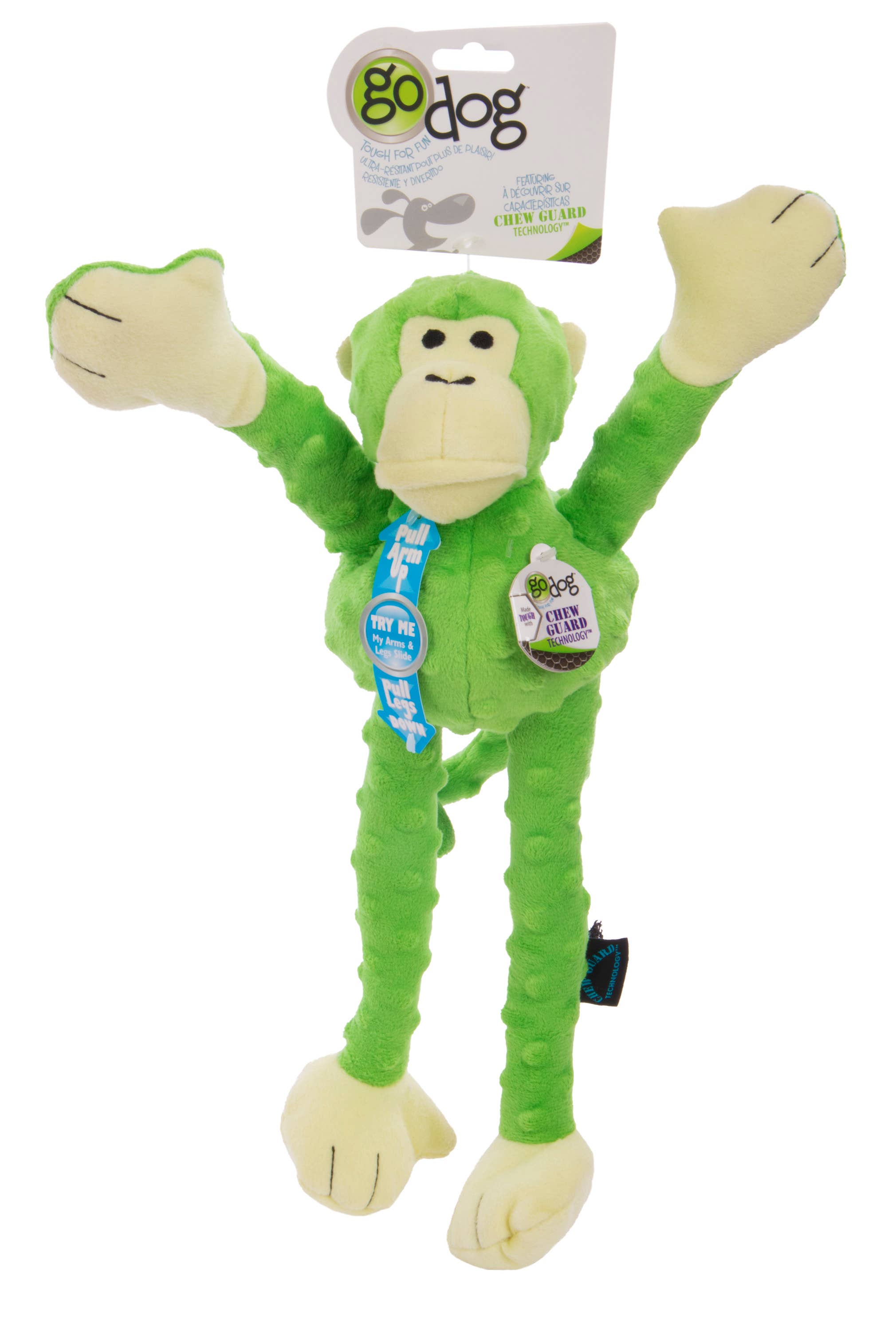 Pet Palette Distribution - Wholesale Pet Plush Toy - Dog - goDog Crazy Tugs Monkeys Squeaky Plush Dog Toy Large6