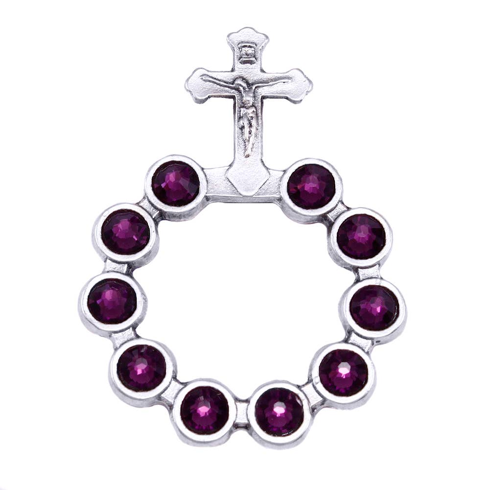 RM Trading - Wholesale Prayer Beads Necklace - Rosary Swarovski Crystal Purple One Decade Finger Rosary0