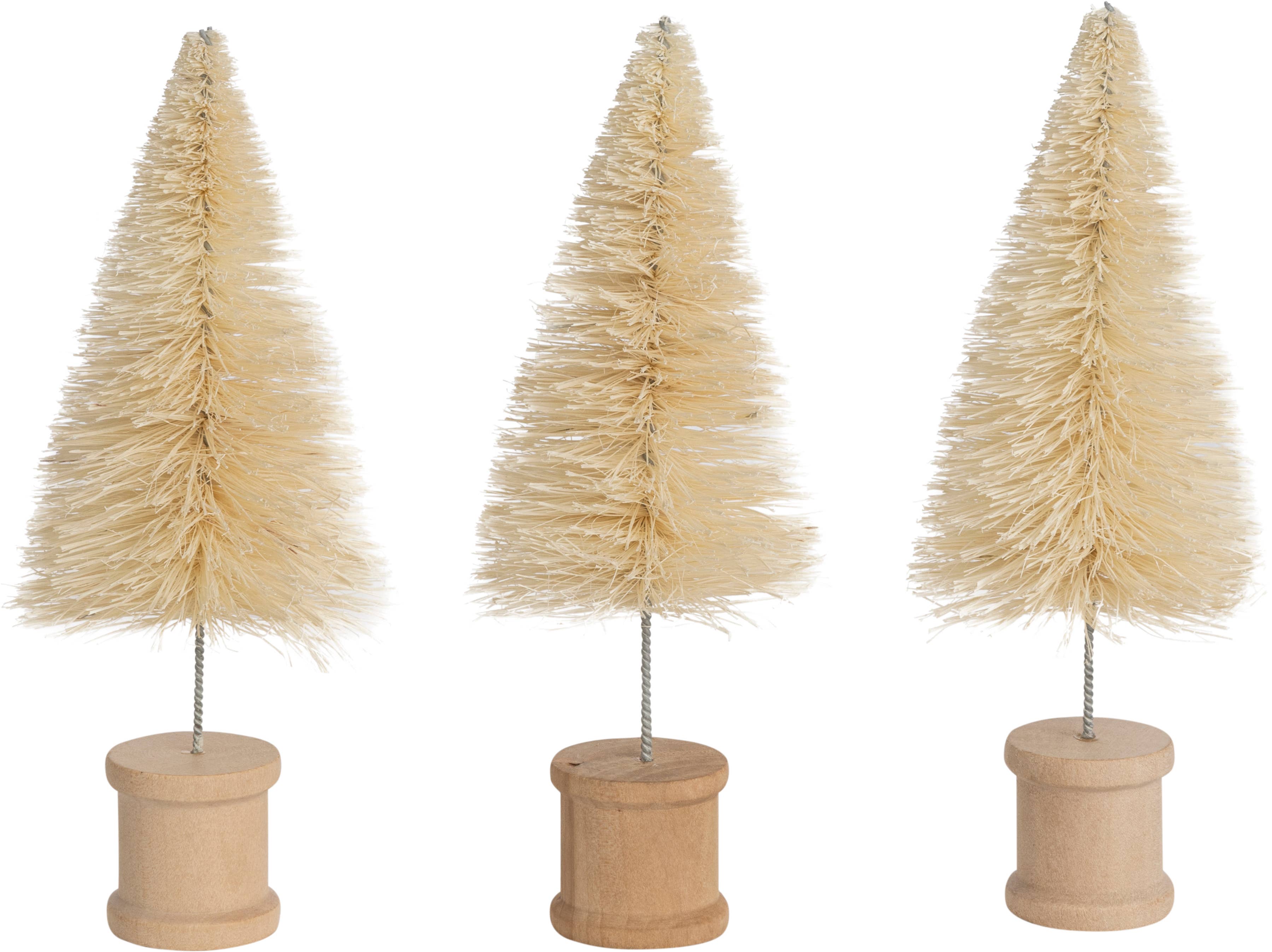 Silver Tree Home & Holiday - Wholesale Christmas Decoration - A17550: Set 3 nat bristle tree,wden spool base,trunk,7.5in0