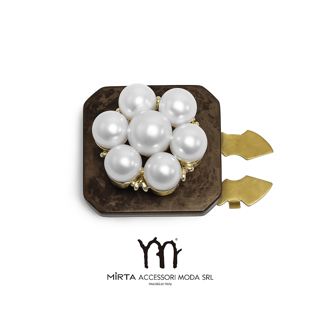 Mirta Accessori Moda - Wholesale Brooch - Jewel button cover with pearl effect0