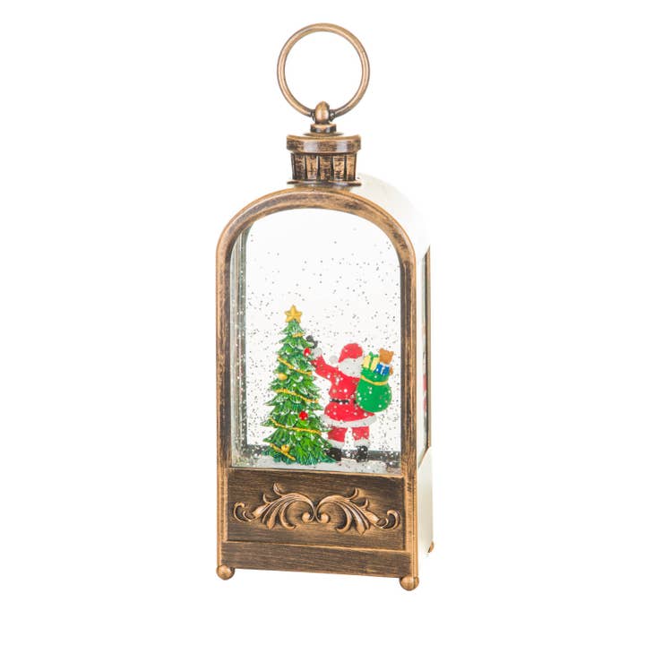 Starlight Collection – wholesale Snow globe – Brown LED Lantern Snow Globe with Swirling Glitter