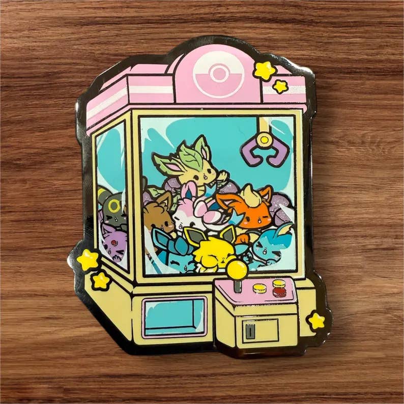 GoopyGoblins - Wholesale Lapel Pin/Button - Eeveelutions Claw Machine 3.5" Hard Enamel Pin