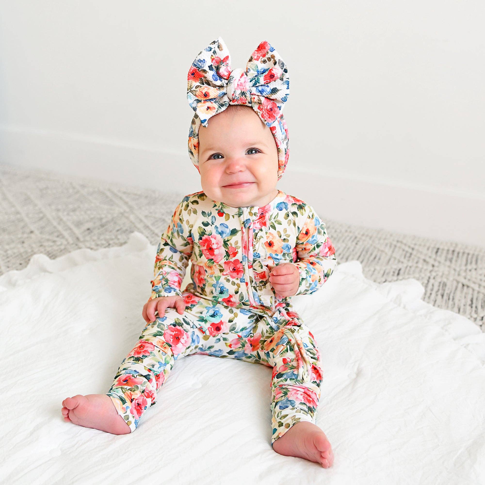 Gigi and Max - Wholesale Jumpsuit - Baby - Nayeli RUFFLE ZIP Bamboo One Piece Floral Baby Clothing7