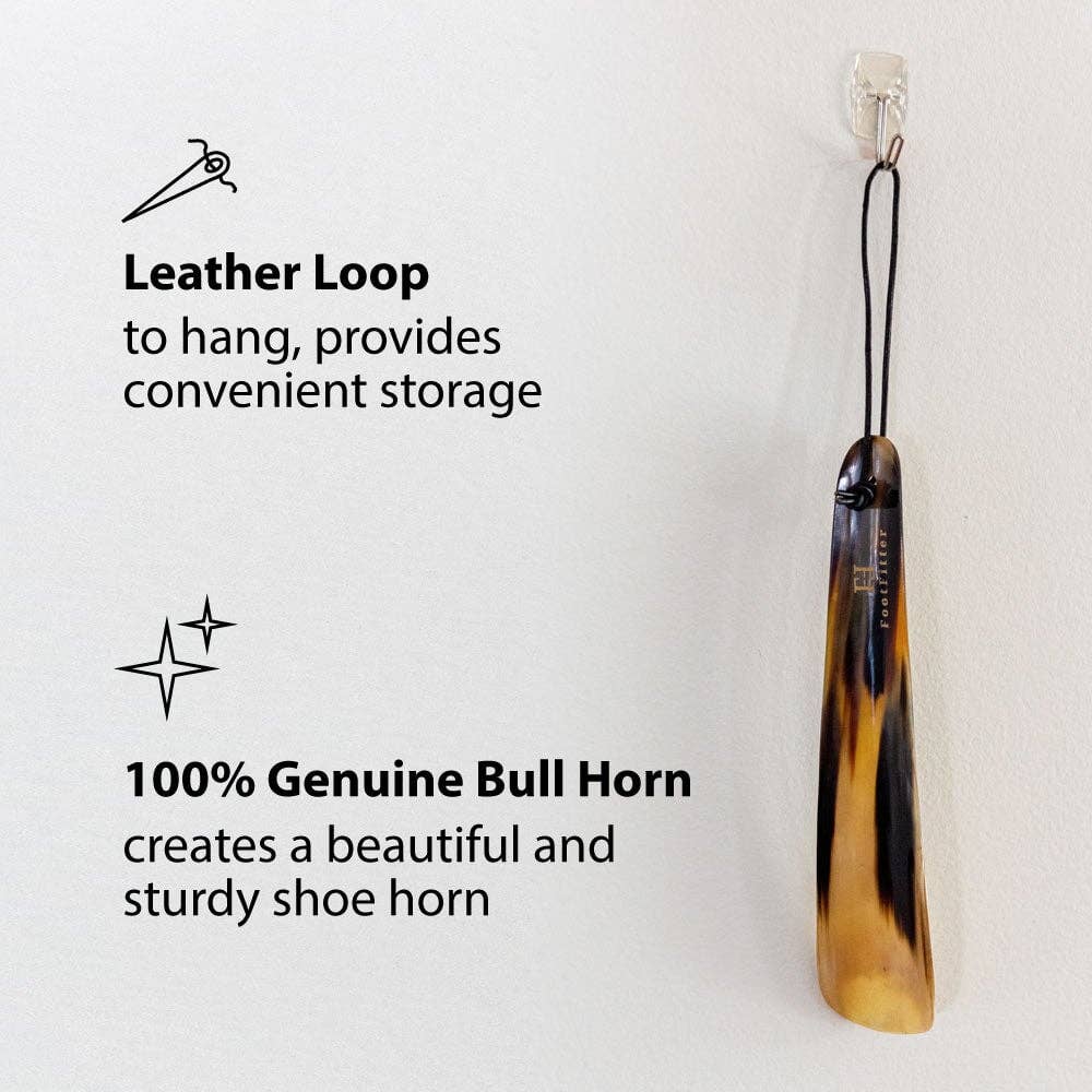 FootFitter - Wholesale Shoe Horn - Unisex - FootFitter Genuine Bull Horn Shoe Horn, 9"4