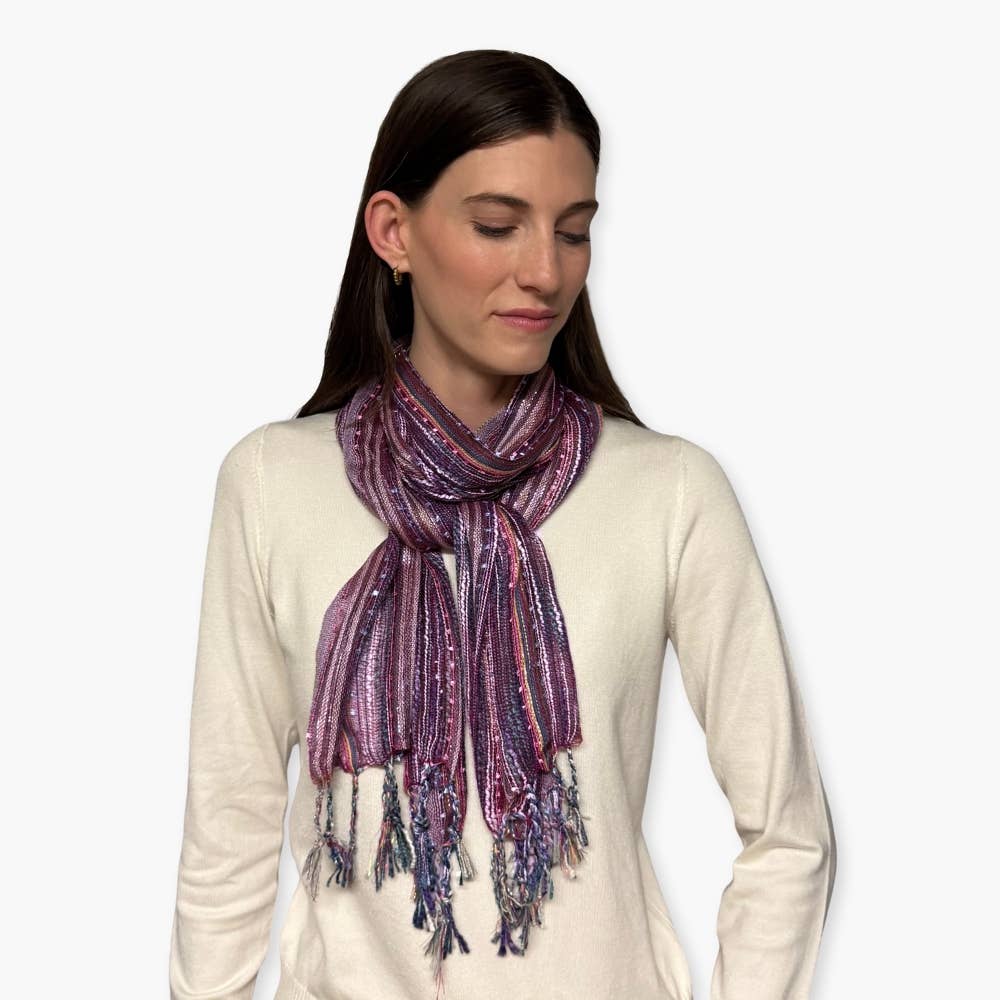 Humble Hilo – wholesale Scarf – Women's – Humble Hilo Multicolored Thread Artisan Scarf135