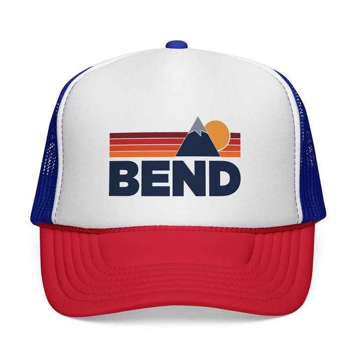 Bend, Oregon Retro Mountains Trucker Hat for wholesale by Hey Mountains