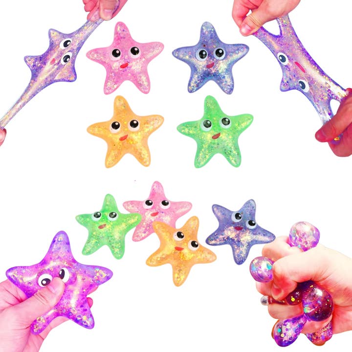 Summer Squishy Starfish Fidget Kids Toy- Assorted for wholesale by JSBlueRidge Toys