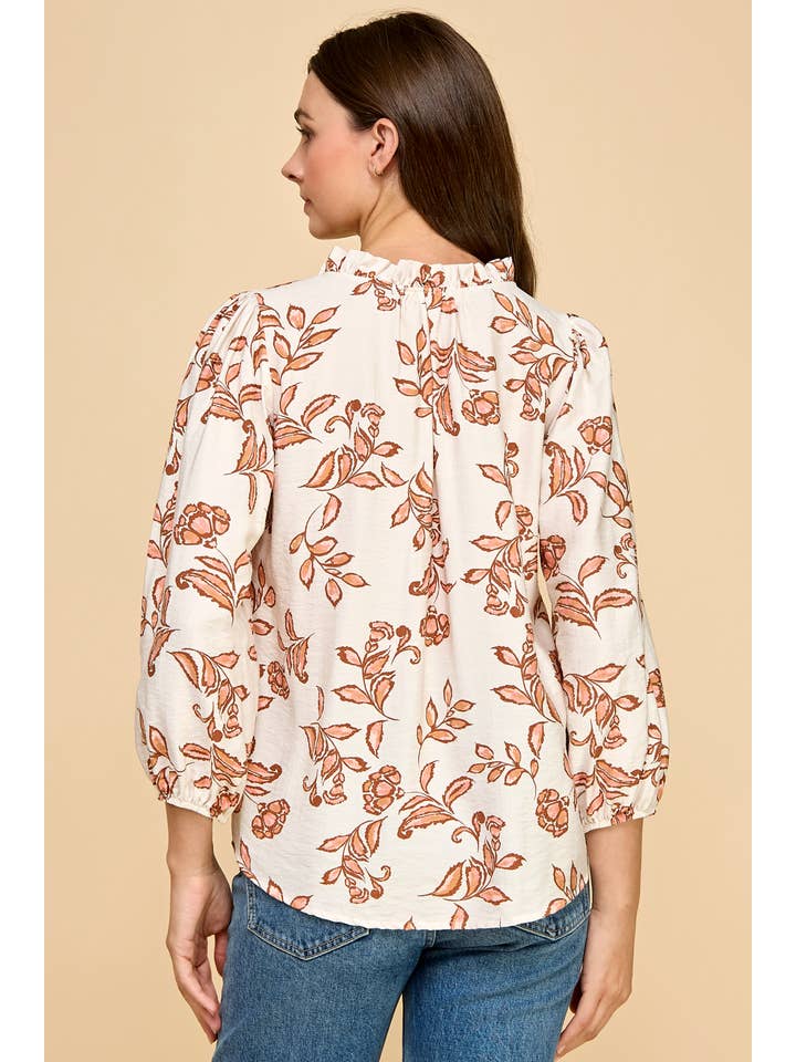 Les Amis - Wholesale Blouse - Women's - Rust Floral Print Blouse8