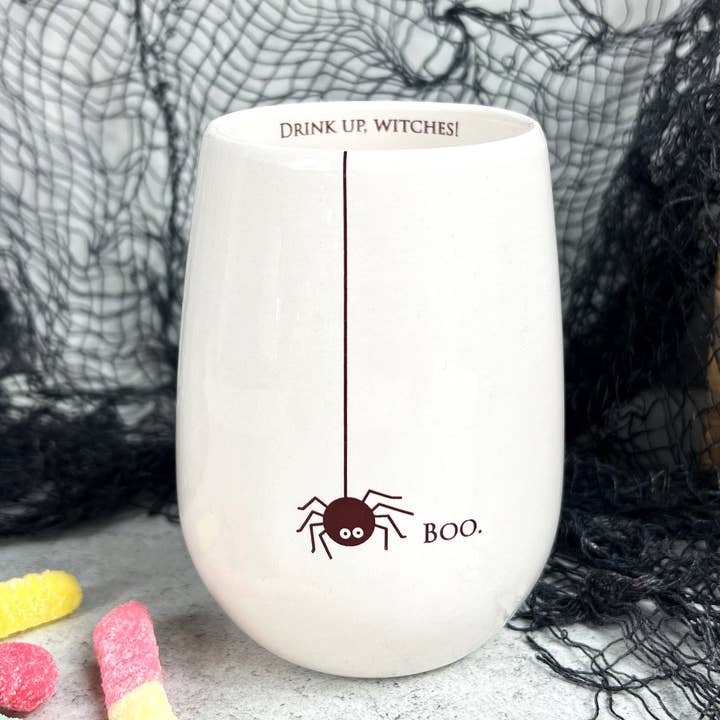 Wine Tumbler | Boo! Drink Up, Witches! | Halloween | Ceramic for wholesale by Susabella