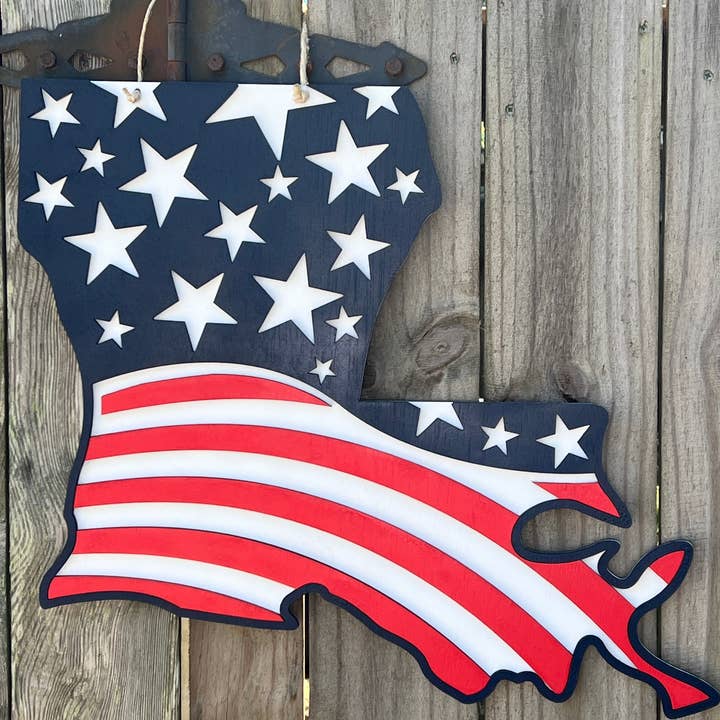 Geaux Magnolia - Wholesale Deurhanger - Louisiana Patriotic USA Deurhanger Amerikaanse vlag 4 juli