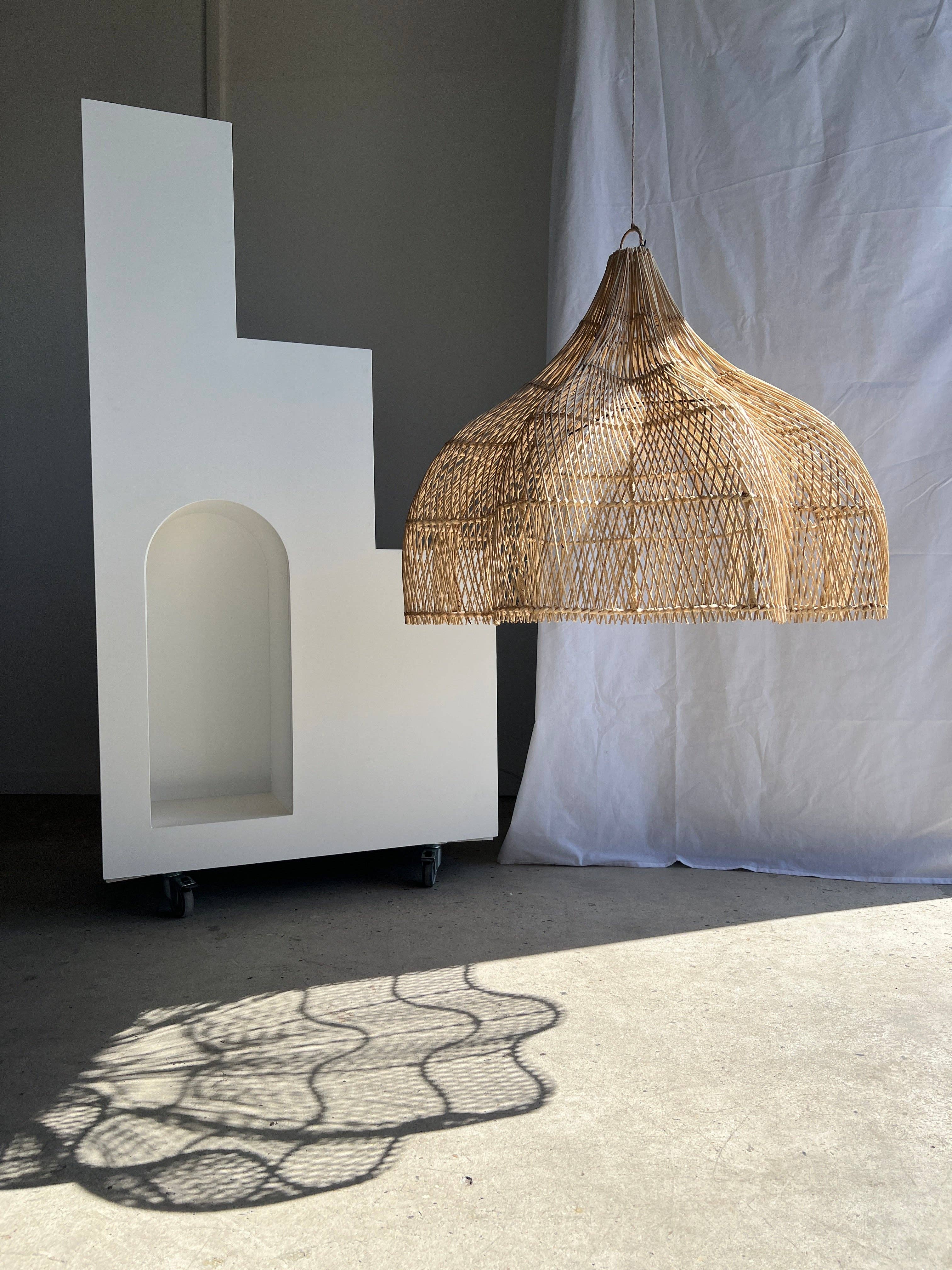 Office Objets - Wholesale Chandelier/Hanging Light - Pendant light, flower-shaped rattan fixture, tulip, corolla H:80cm D80cm25