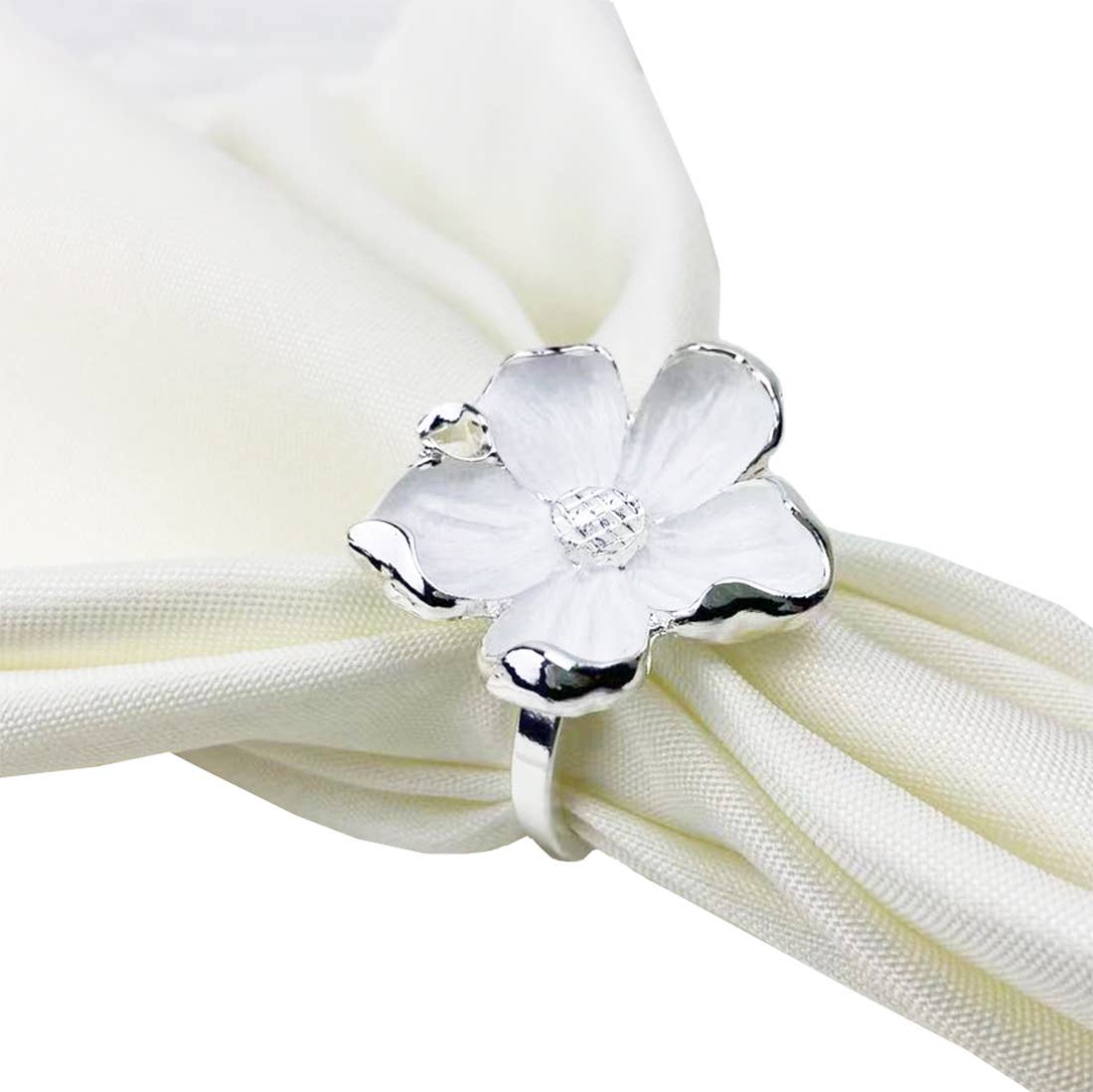 Fennco Styles - Vendita all'ingrosso Anelli portatovagliolo - Portatovaglioli in metallo smaltato a forma di fiore0