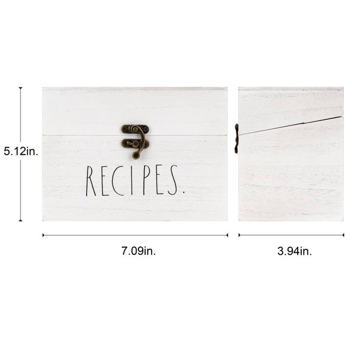 DesignStyles Home - Wholesale Recipe Box - Rae Dunn “Recipes” Wooden White Recipe Box for Cards2