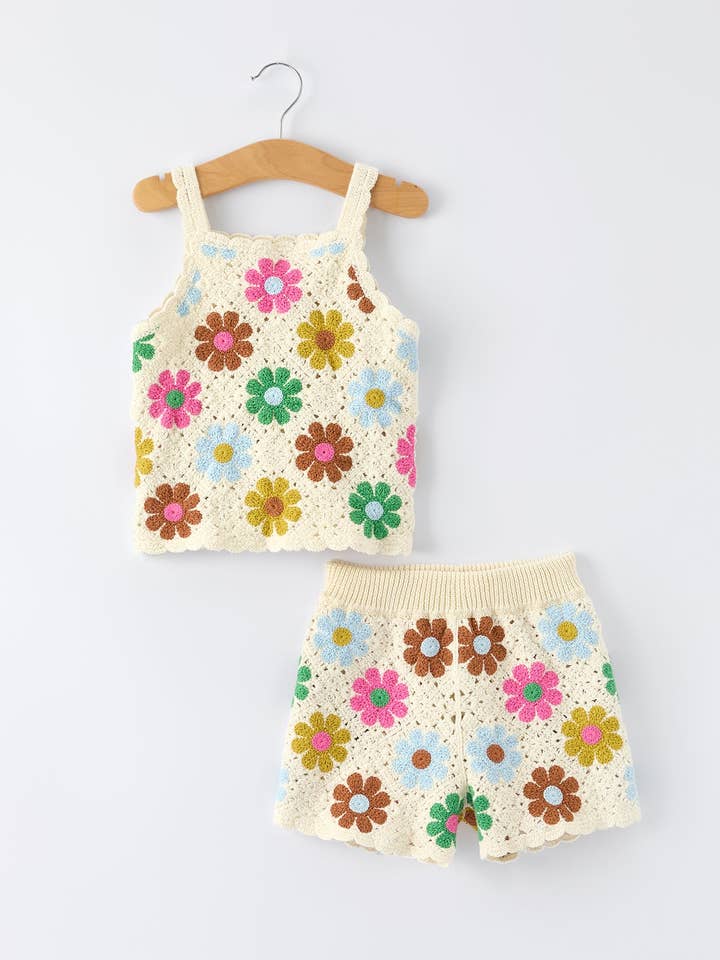 Conjunto Floral de Verano de Ganchillo para Niña para venta al por mayor de Rylee Faith Designs