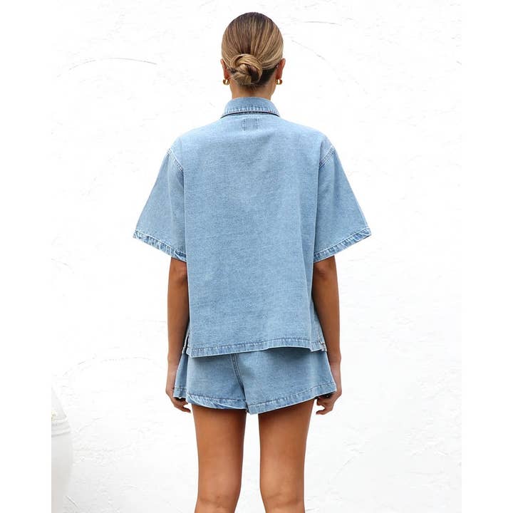 Short sleeve and shorts Denim set for wholesale on Faire4