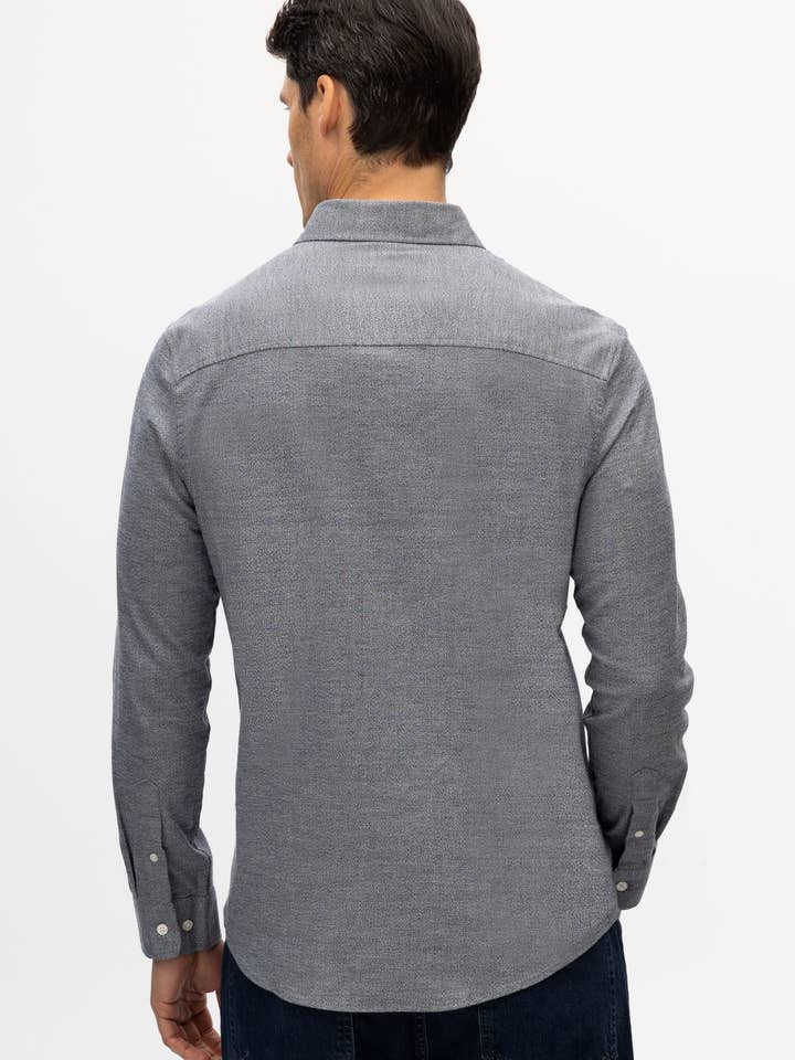 BLU NAVY RYAN LS, FLANELLA SPAZZOLATA CON EFFETTO MELANGE in vendita all'ingrosso su Faire