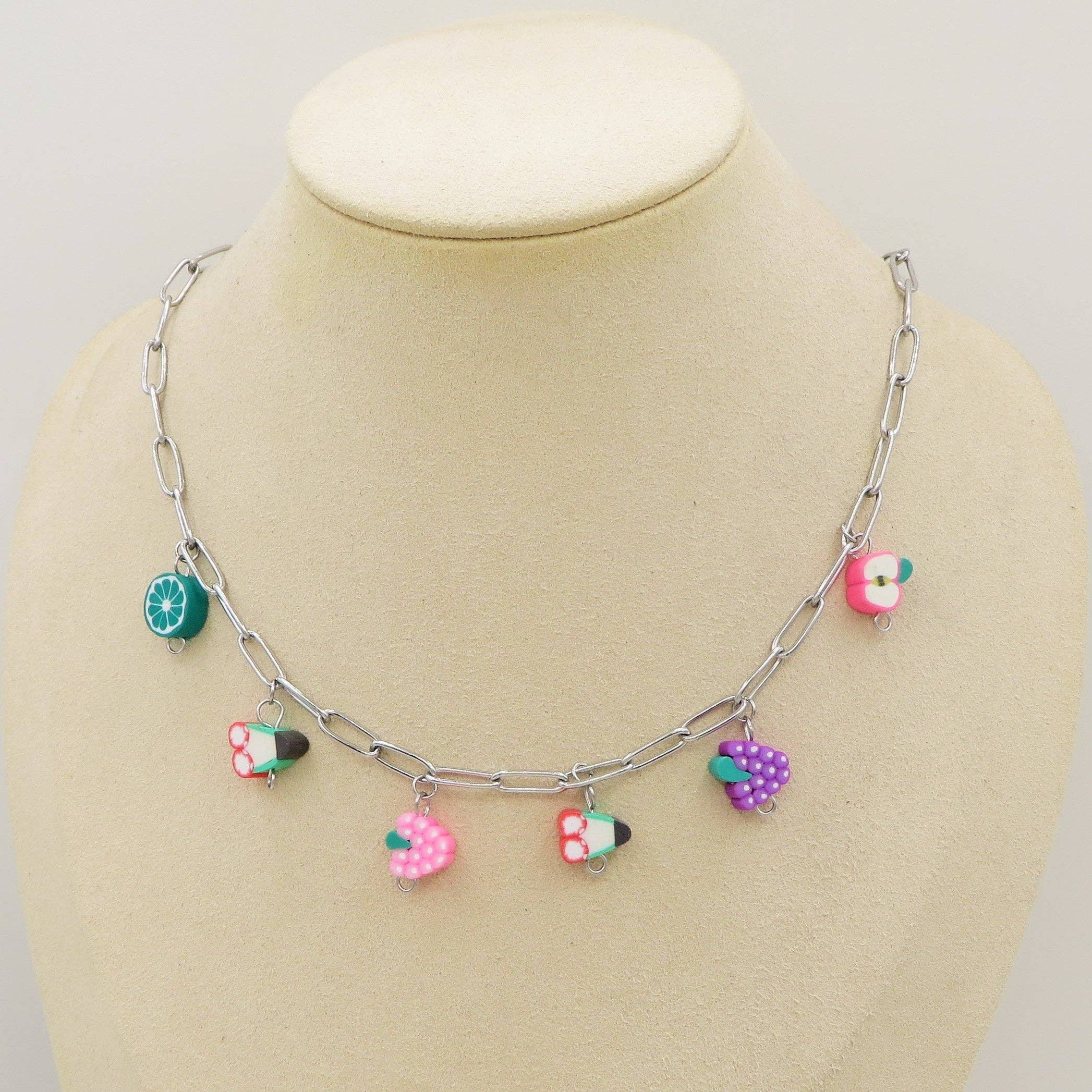 Daemon srls - Wholesale Pendant/Charm Necklace - CUTE FRUITS - ACCIAIO inossidabile - Collana catena charms frutta0