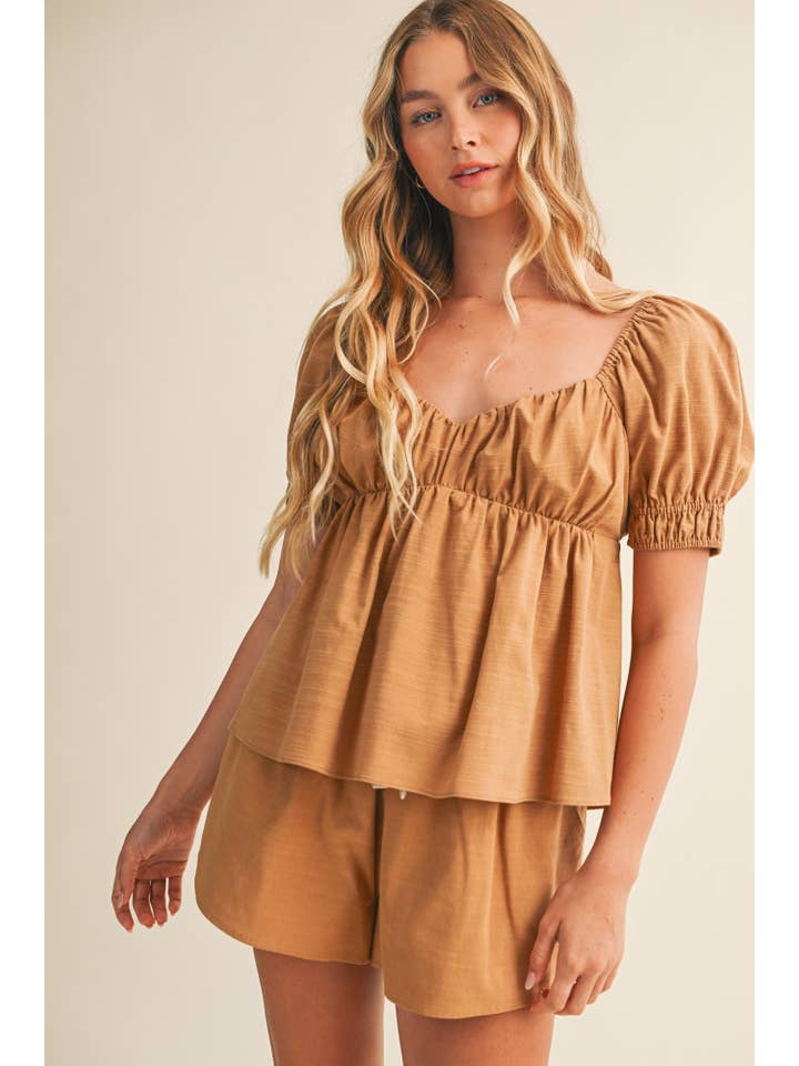 Mustard Seed - Wholesale Blouse - Women's - OPEN BACK PUFF SLEEVE TOP