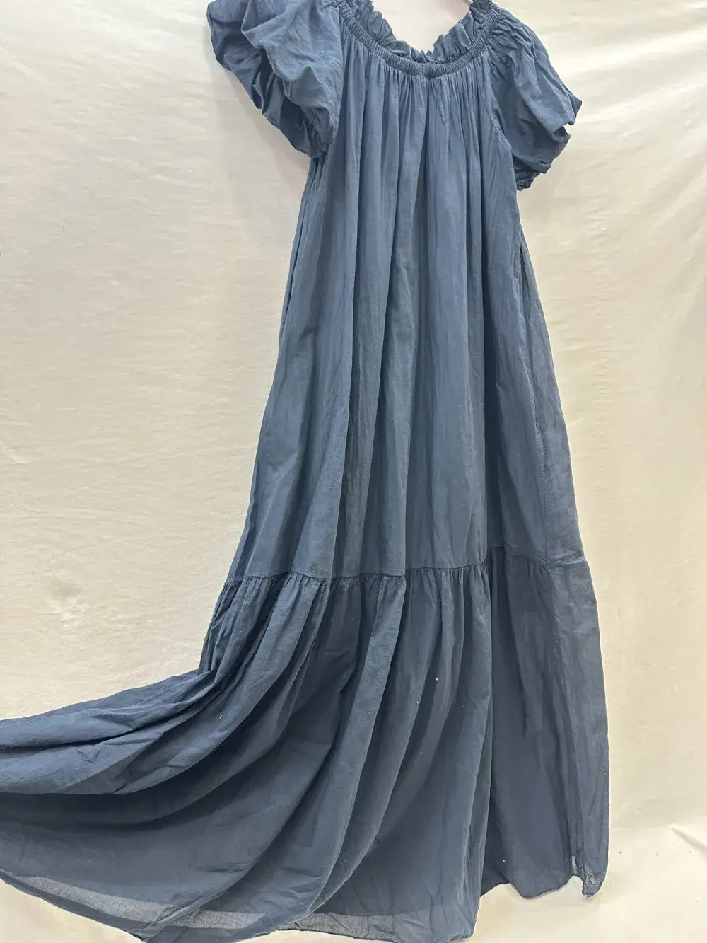 Mimi & Gogo - Wholesale Jurk - Dames - Lange Jurk van Katoenen Voile met Volants @27043_RLDouble13