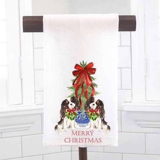 Toalha de Chá Chinoiserie de Natal Cavalier King Charles por atacado de Moman Sales, Inc.