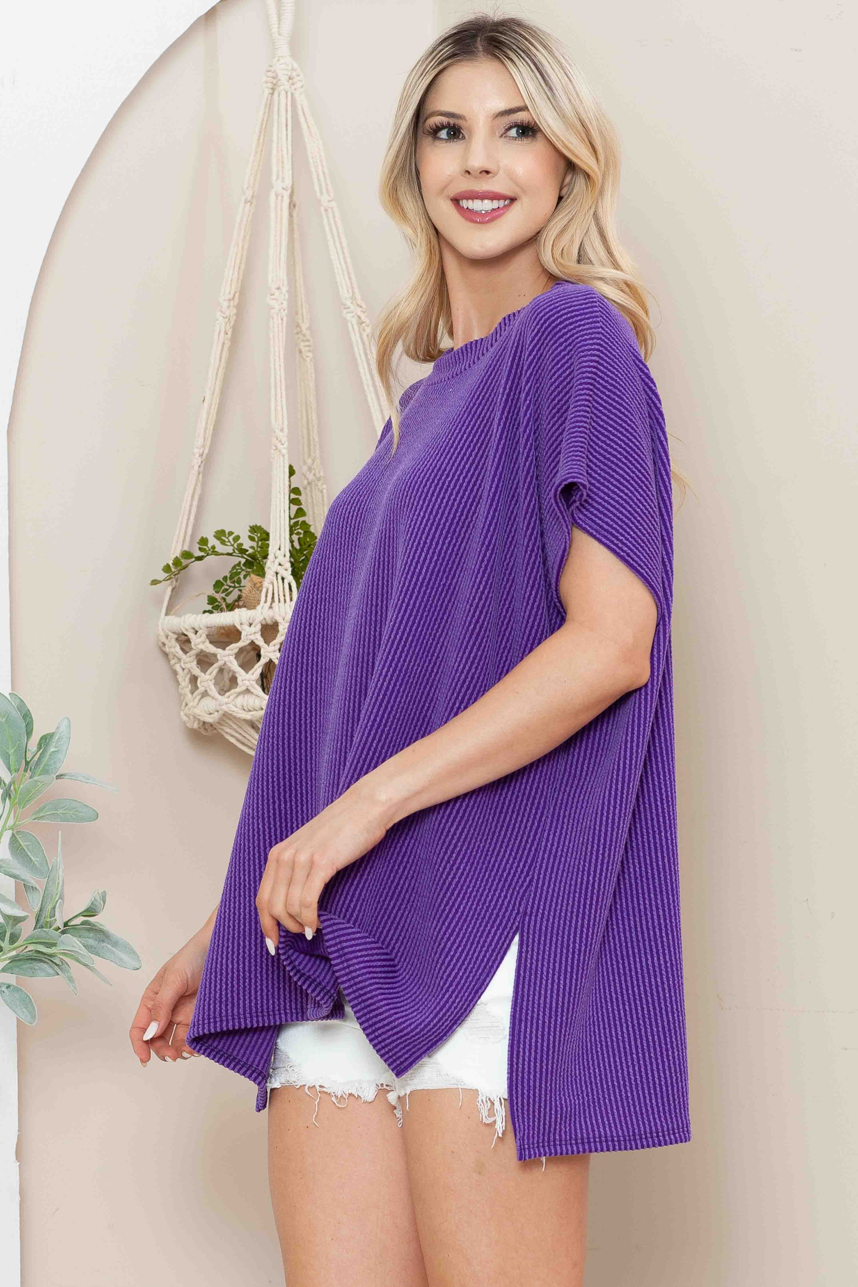 Burgundy Apparel - Wholesale Tunic - Women's - SHORT SLEEVE TUNIC WITH SIDE SLIT16