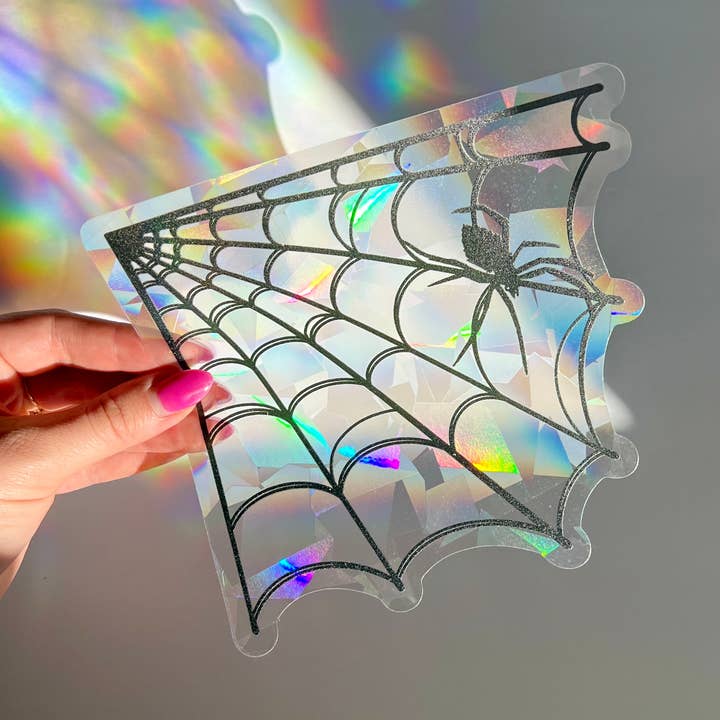 Spiderweb Halloween Suncatcher/Rainbow Maker Window Sticker for wholesale by Love Tigerlily