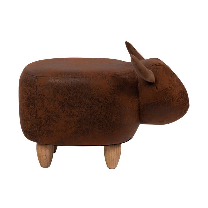 Gestoffeerde poef van alcantara en hout - Toro voor wholesale door Novità Home