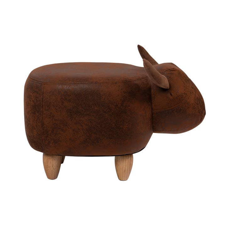 Pouf Imbottito In Alcantara E Legno - Toro per la vendita all'ingrosso da parte di Novità Home