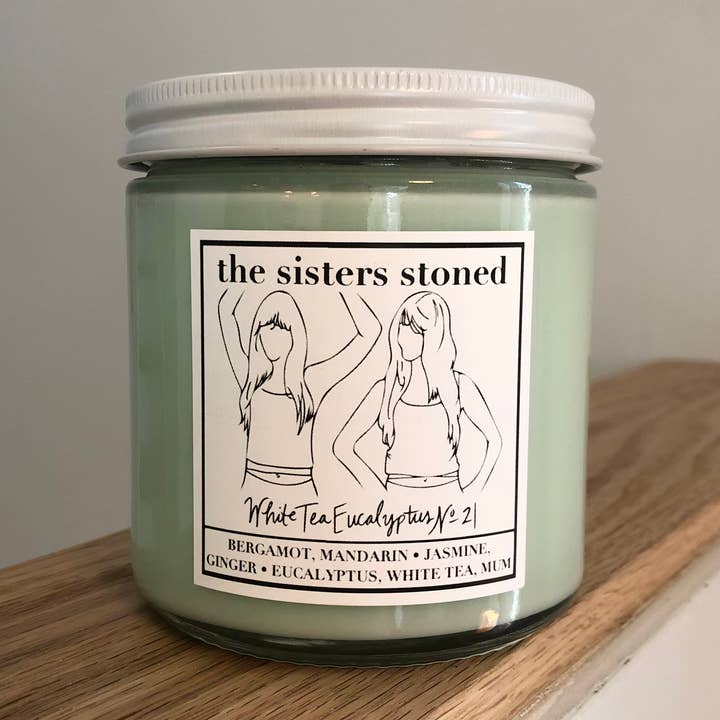 White Tea Eucalyptus No. 21 Soy 2-Wick Wick Candle for wholesale by The Sisters Stoned